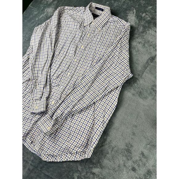 Men’s Austin Reed London button shirt XL 2-ply cotton plaid check dress casual - Picture 7 of 11